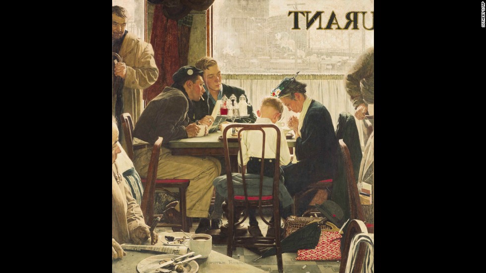 Norman Rockwell&#39;s painting &quot;Saying Grace&quot; sold for $46 million in 2013 at Sotheby&#39;s American Art auction. It was a record for works by the late artist and for a single American painting. The illustration originally appeared on the Thanksgiving issue cover of The Saturday Evening Post in 1951.