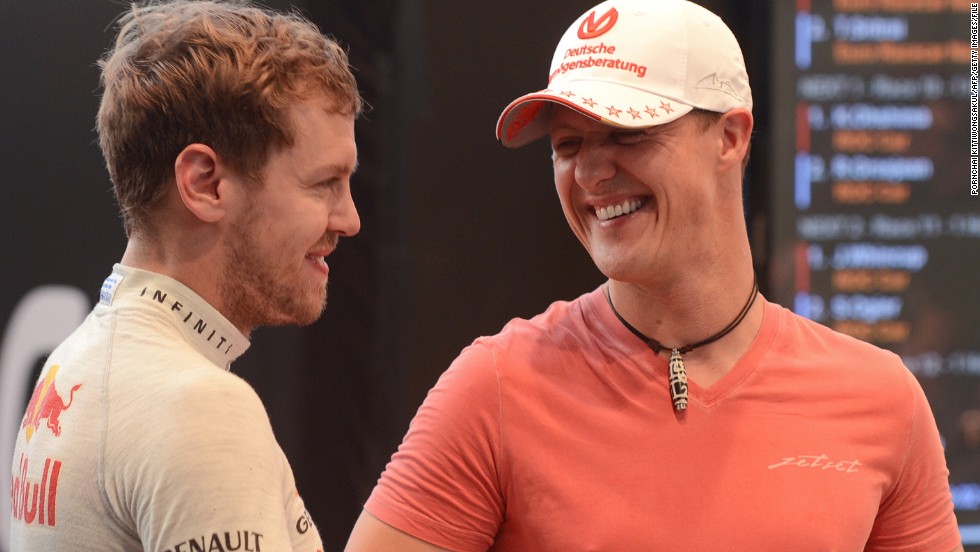 Sebastian Vettel is proving to be a worthy successor to fellow German driver Michael Schumacher (right) as the biggest star in Formula One.
