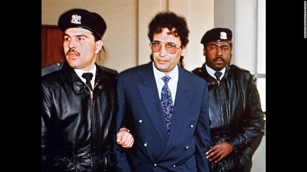Al Megrahi is escorted before appearing at the Supreme Court in Tripoli, Libya, for a hearing in February 1992. Nearly 10 years later, in January 2001, he was found guilty in a Scottish court.