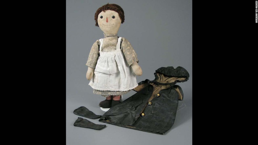 Raggedy Ann doll by P.F. Volland Company Muskegon Toy and Garment Works circa 1920s. Johnny Gruelle, a newspaper cartoonist, wrote and illustrated &quot;Raggedy Ann Stories&quot; for publisher P.F. Volland in 1918. Legend has it that Gruelle made up these stories to entertain his young daughter. 