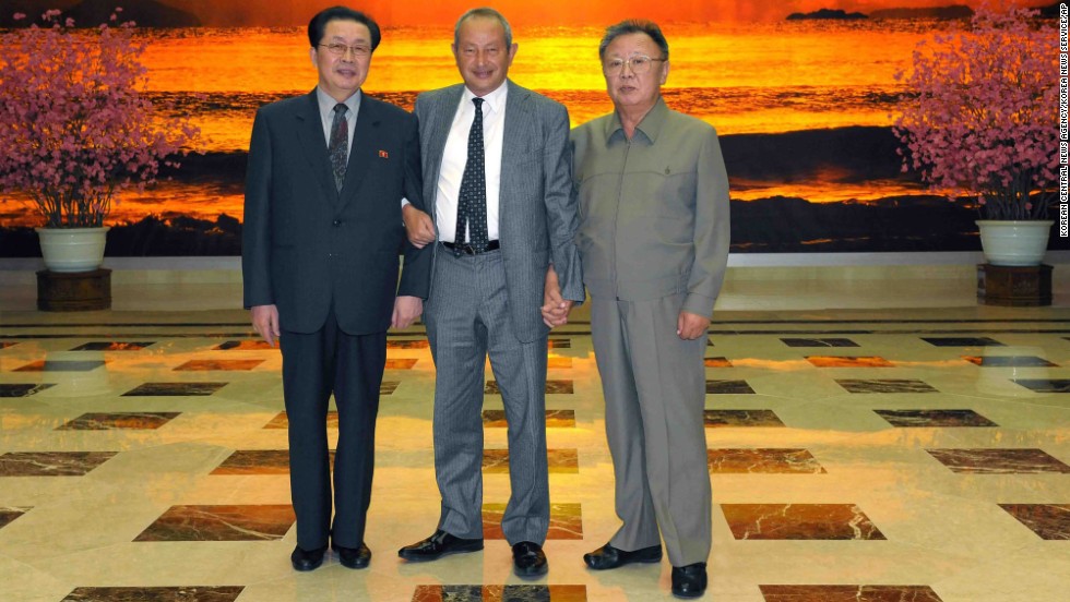 Jang is seen with Kim Jong Il, right, and Naguib Sawiris, center, the executive chairman of Cairo-based Orascom Telecom, at an undisclosed place in North Korea on January 23, 2011. 