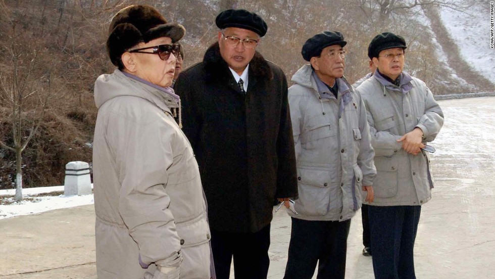 Jang, far right, appeared with Kim Jong Il and other officials during an inspection of the Mt. Ryongak Recreation Ground in Pyongyang, in an image released on January 18, 2009, by the official Korean Central News Agency.   