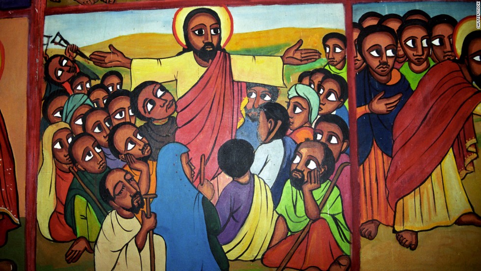 In Kalacha, Kenya, Jesus is portrayed as a black man, and is often painted this way in remote African villages. 