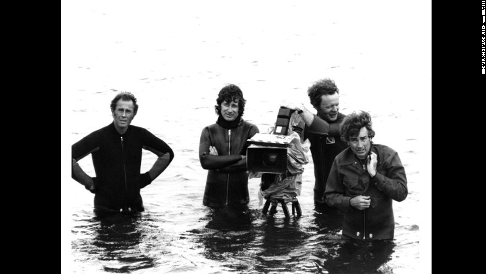 Spielberg, arms crossed, and his camera crew wade in water on the set of &quot;Jaws&quot; at Martha&#39;s Vineyard in Massachusetts. The 1975 film made $60 million in its first month, which in 2013 dollars would be equal to about $256 million. &quot;Jaws&quot; was the highest-grossing movie of all time until &quot;Star Wars.&quot;