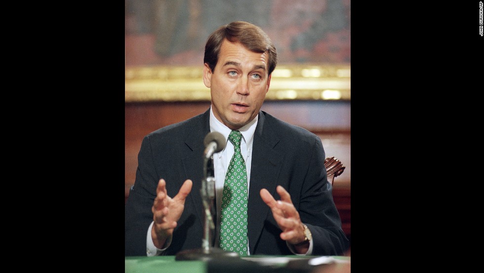 Boehner at a Capitol Hill news conference on February 6, 1995. He has had a seat in the U.S. House of Representatives since 1990. Before that he was a member of the Ohio State House of Representatives for six years.