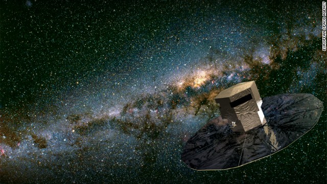 An artist&#39;s impression of the European Space Agency&#39;s space telescope Gaia in operation.