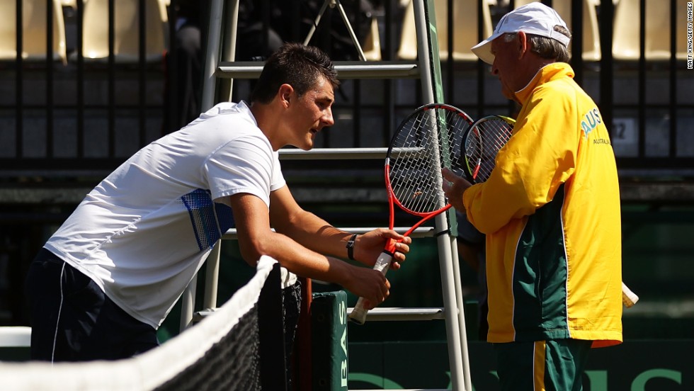 Legendary Australian coach Tony Roche, right, reportedly berated Tomic during a Davis Cup encounter against Germany in 2012, just weeks after losing to Roddick. A month later, Tomic said he gave only &quot;85%&quot; in a loss at the Shanghai Masters. 