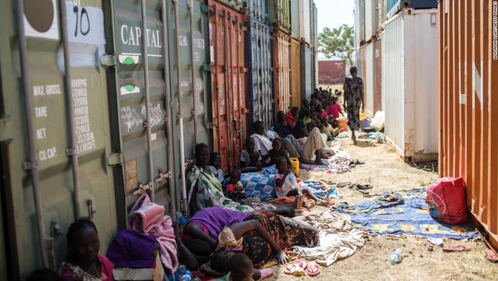 South Sudanese civilians seek shade at the mission&#39;s base on December 17. 