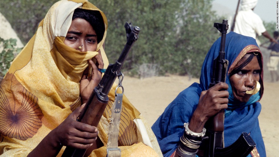 Fighters with the Eritrean People&#39;s Liberation Front sit with their rifles in 1978.
