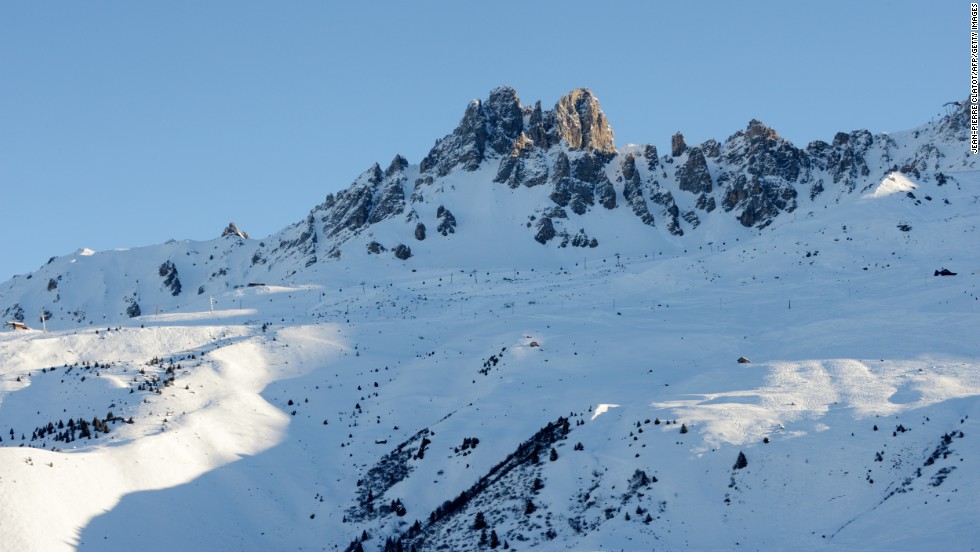 The &quot;Dent de Burgin&quot; peak in the French ski resort of Meribel under which the retired German driver reportedly had his skiing accident. 