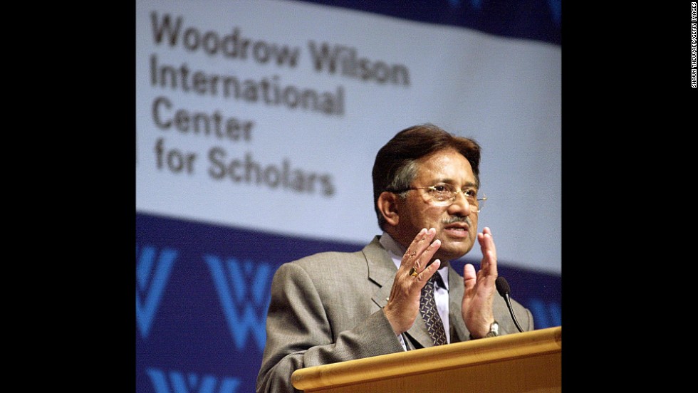Musharraf speaks in 2002 at an event in Washington hosted by the Woodrow Wilson International Center for Scholars and the Carnegie Endowment for International Peace.