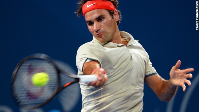 Roger Federer powers a forehand during his imperious victory over Marinko Matosevic in Brisbane.