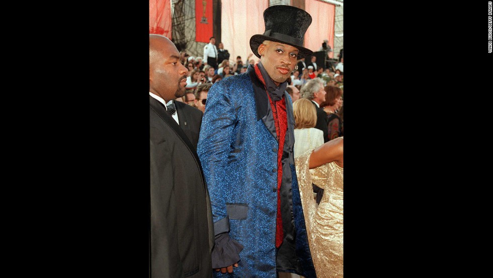 Rodman arrives at the Academy Awards ceremony in 1997.