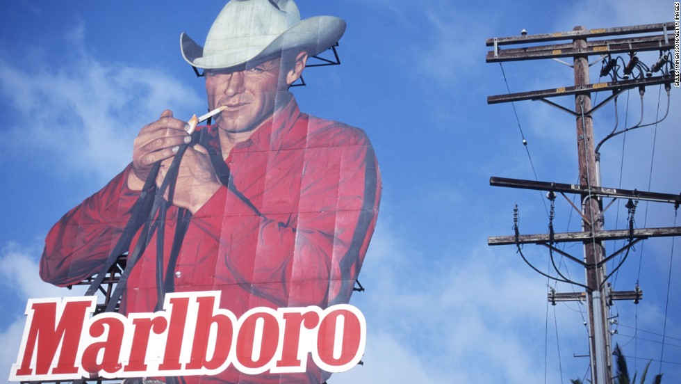A billboard advertises Marlboro cigarettes. The rugged &quot;Marlboro Man&quot; was a staple of the brand&#39;s marketing.