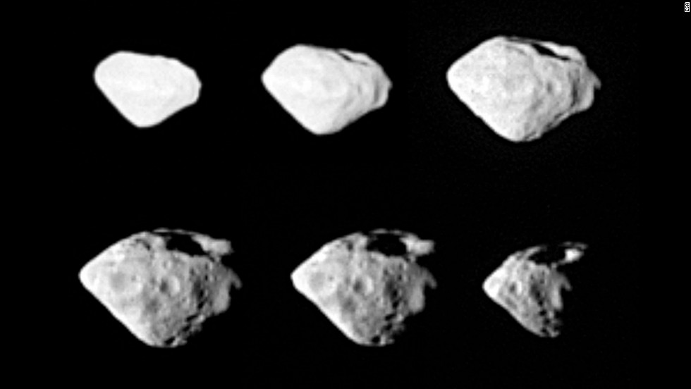 Rosetta passed asteroid Steins in September 2008, giving scientists amazing close-ups of the asteroid&#39;s huge crater. The asteroid is about 3 miles in diameter.