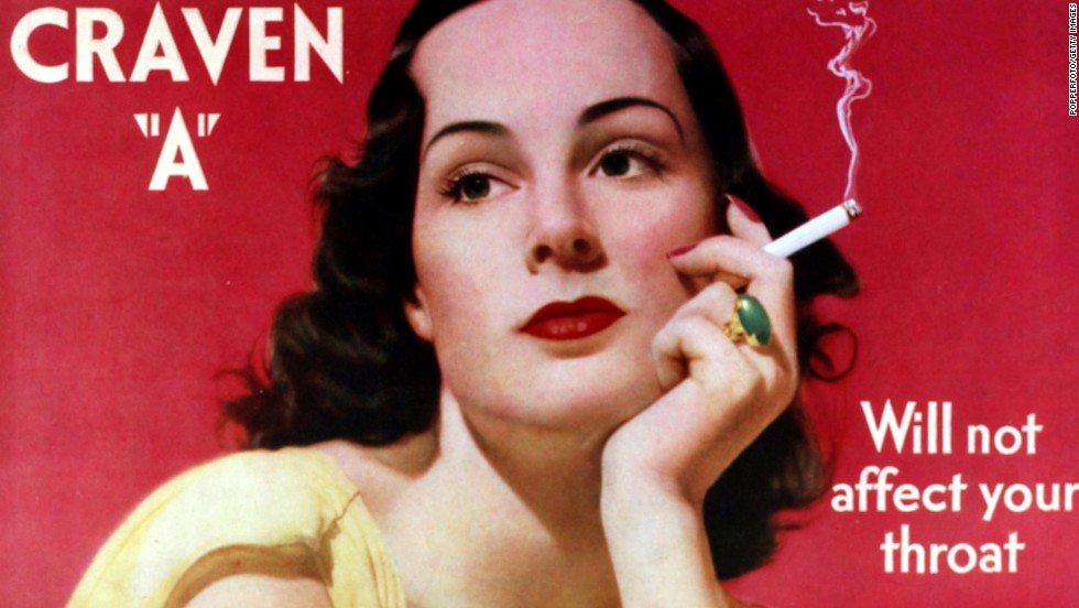 Some early smoking advertisements, like this one for Craven &quot;A&quot; cigarettes, claimed their products wouldn&#39;t affect the throat.
