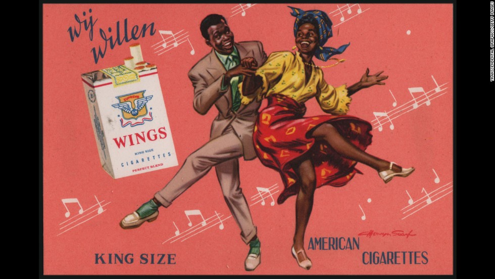 This postcard, printed in Paris around 1950, promotes Wings cigarettes.