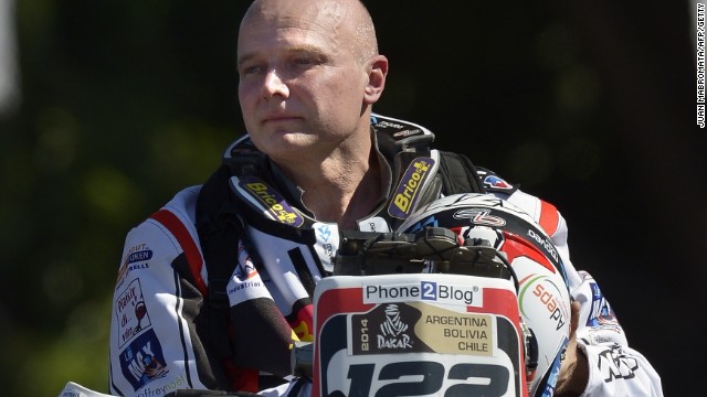 Belgium&#39;s Eric Palante at the start of the 2014 Dakar Rally in Rosario in Argentina. The Honda rider died on the fifth stage of the event.
