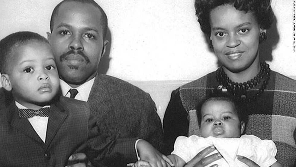 Obama was born Michelle LaVaughn Robinson in Chicago. Here, she is seen as a baby with her father, Fraser Robinson III; her mother, Marian; and her brother, Craig, in 1964.