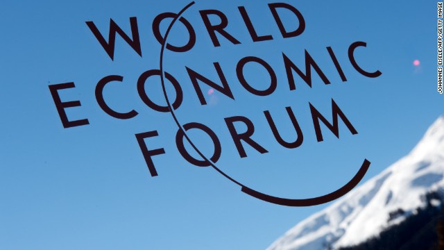 A logo of the World Economic Forum Annual Meeting 2013 is pictured on January 26, 2013 at the Swiss resort of Davos. AFP PHOTO / JOHANNES EISELE (Photo credit should read JOHANNES EISELE/AFP/Getty Images)