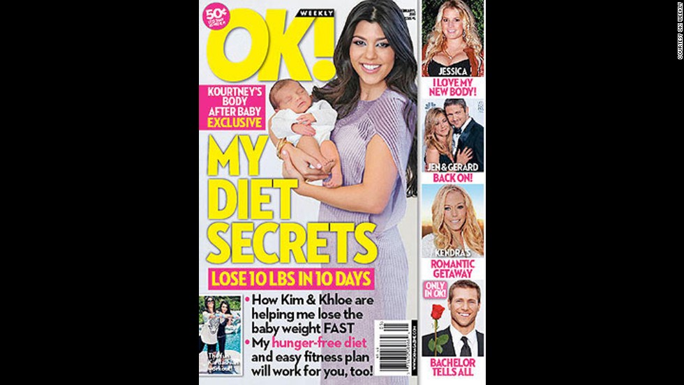 OK! Magazine&#39;s February 1, 2010, issue featured new mom Kourtney Kardashian and was shot just seven days after her newborn&#39;s birth, WWD reports. Kardashian told WWD, &quot;They doctored and Photoshopped my body to make it look like I have already lost all the weight, which I have not.&quot; She also tweeted, &quot;One of those weeklies got it wrong again...they didn&#39;t have an exclusive with me. And I gained 40 pounds while pregs, not 26...But thanks!&quot;