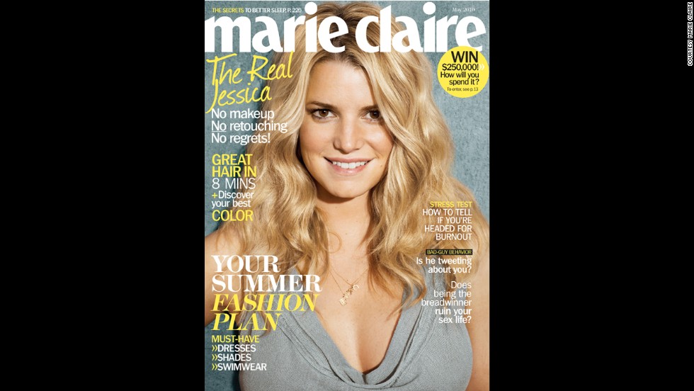 Jessica Simpson appeared with air-dried hair and wearing no makeup for the May 2010 cover of Marie Claire. Simpson told the magazine, &quot;I don&#39;t have anything to prove anymore. What other people think of me is not my business.&quot;