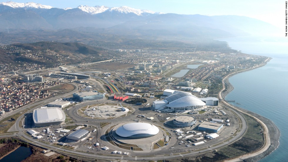 The &quot;coastal cluster&quot; venues for the 2014 Winter Olympic Games are pictured in January 2014 in Sochi.