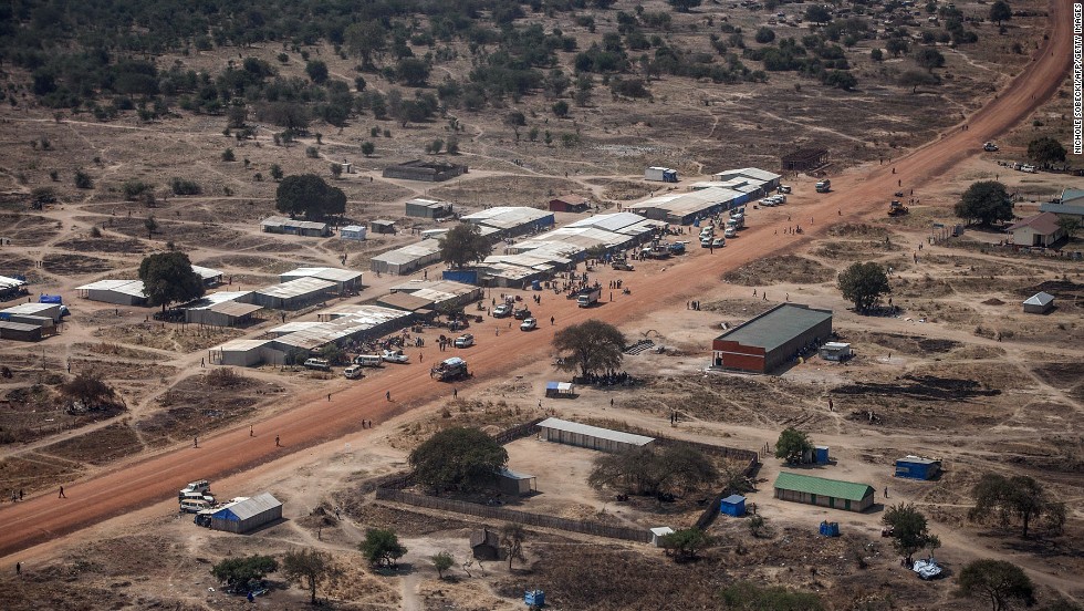 A picture shows an aerial view of a camp of internally displaced people in Minkammen, on Friday, January 10.