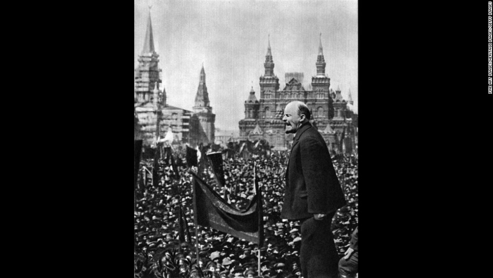 Vladimir Lenin led the revolution that paved the way for Communist rule in Russia until the late 20th century. Here, Lenin speaks in 1919 in Moscow&#39;s Red Square to dedicate a monument to Stepan Razin, a 17th century Cossack who revolted against the Russian monarchy. 