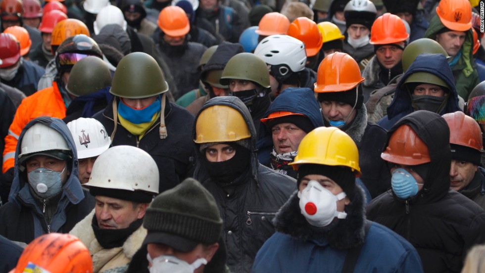 Protesters march in Kiev on Monday, January 27. Activists say they want wide-ranging constitutional reform and a shake-up of the Ukrainian political system.