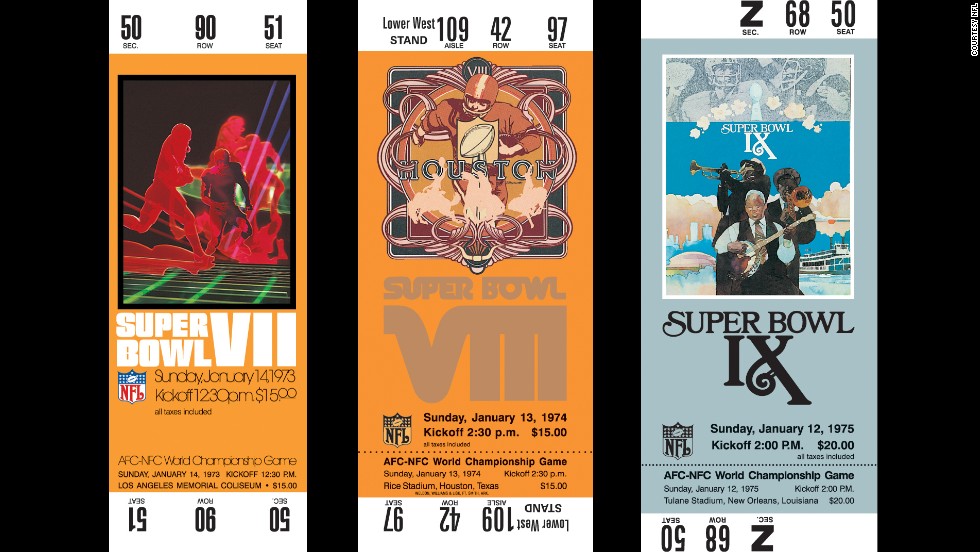 Tickets for Super Bowls VII, VIII and IX.
