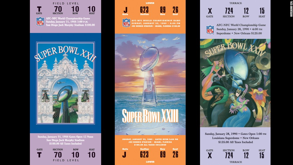 Tickets for Super Bowls XXII, XXIII and XXIV.