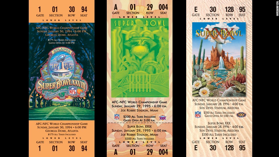 Tickets for Super Bowls XXVIII, XXIX and XXX.