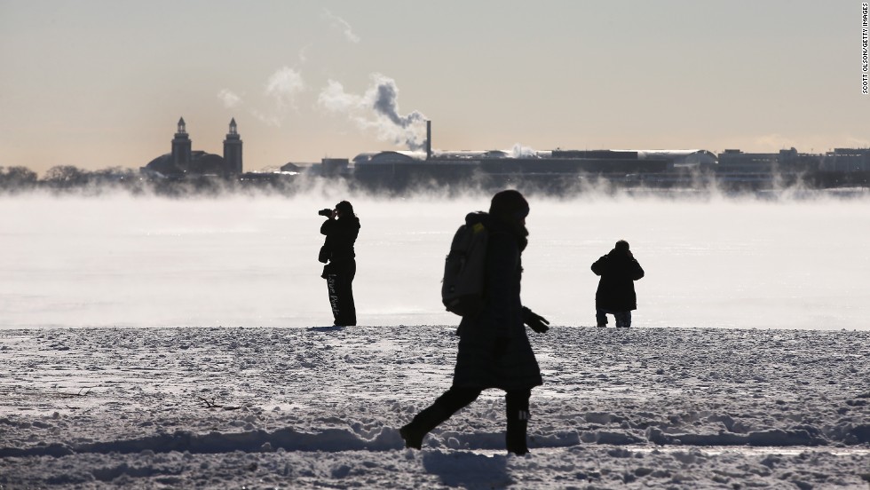 Steam rises from Lake Michigan in Chicago on Monday, January 27.