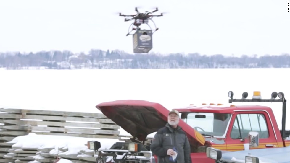 An ill-feted venture in Minnesota saw ice fishers and local brewers rebuked for using drones to deliver beer cases in 2014. Beer company Lakemaid ran afoul of the Federal Aviation Administration because flying drones for commercial purposes at 400 feet or higher was against the law. Stock up on dry land next time, guys. &lt;a href=&quot;/2014/01/31/tech/innovation/beer-drone-faa/index.html&quot; target=&quot;_blank&quot;&gt;Read more. &lt;/a&gt;