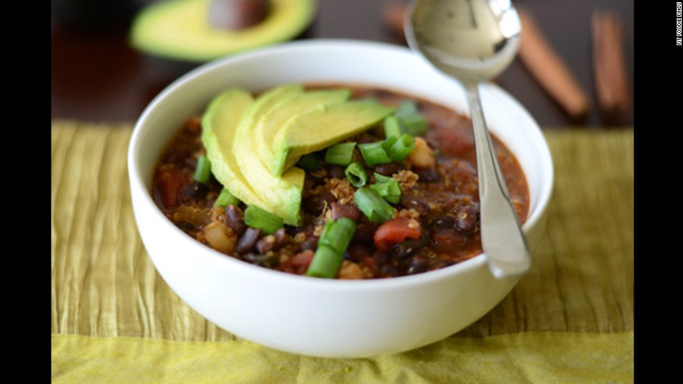 Nutritional superstar quinoa has a starring role in &lt;a href=&quot;http://fitfoodiefinds.com/2013/09/black-bean-quinoa-chili/&quot; target=&quot;_blank&quot;&gt;this black bean and quinoa chili&lt;/a&gt; recipe, alongside diced tomatoes, herbs and spices. 