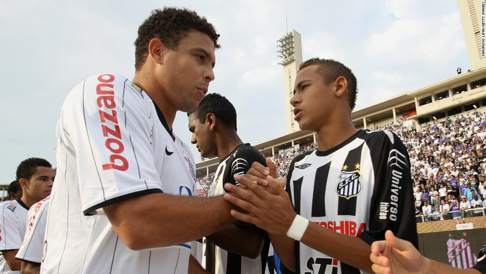 World Cup winner Ronaldo, seen here playing for Corinthians against Neymar&#39;s Santos in 2009, is one of several individuals involved in the Barca star&#39;s business affairs.