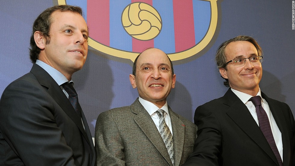 Now vice president, Javier Faus (on the right) recently suggested that Barcelona may sell the Camp Nou&#39;s title rights to fund a 600m Euro redevelopment of the stadium. 