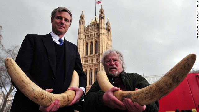 British politician Zac Goldsmith, left, and TV personality Bill Oddie raise awareness about the illegal wildlife trade this week.