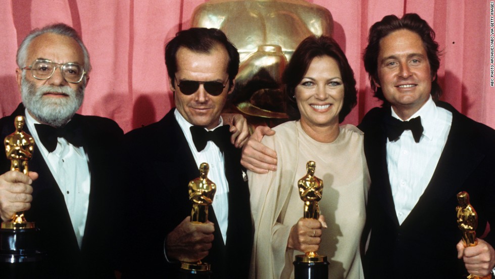 &lt;strong&gt;Louise Fletcher (1976):&lt;/strong&gt; From left, producer Saul Zaentz, actor Jack Nicholson, actress Louise Fletcher and producer Michael Douglas pose with their Oscars at the 1976 Academy Awards ceremony. They all won for the film &quot;One Flew Over the Cuckoo's Nest,&quot; which swept the major categories that year.