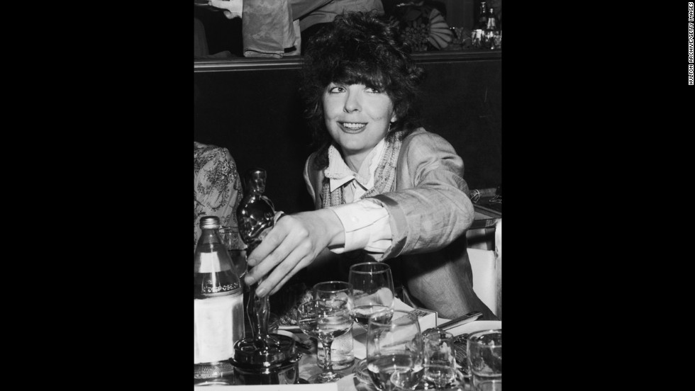&lt;strong&gt;Diane Keaton (1978):&lt;/strong&gt; Diane Keaton places her Oscar on a restaurant table after the Academy Awards ceremony in 1978. She received the award for her role in &quot;Annie Hall.&quot;