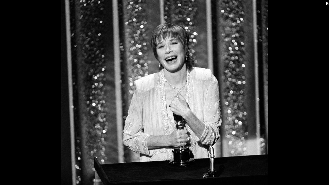 &lt;strong&gt;Shirley MacLaine (1984):&lt;/strong&gt; Shirley MacLaine accepts her Oscar in 1984. She won for her performance in &quot;Terms of Endearment.&quot; 