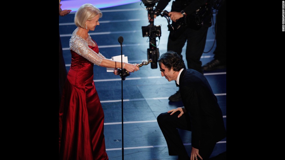 &lt;strong&gt;Daniel Day-Lewis (2008):&lt;/strong&gt; If Daniel Day-Lewis is in the running, chances are there will be an award for him. The actor won his second best actor Oscar for &quot;There Will Be Blood.&quot; He receives the award from Helen Mirren at the 2008 ceremony.