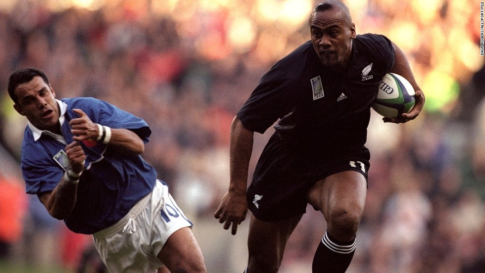 During the mid-1990s and early 2000s, Lomu terrorized opposition defenses, leaving players dazed and confused. Here, France flyhalf Christophe Lamaison is brushed aside during a compelling World Cup semifinal match at Twickenham, England in 1999.