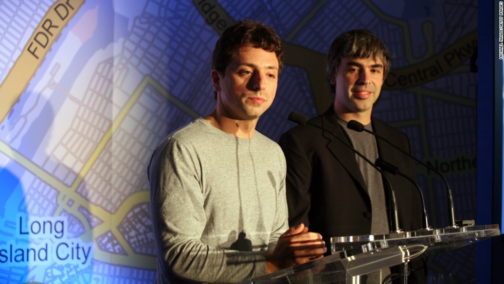 Sergey Brin, left, and Larry Page founded Google in 1998 while graduate students at Stanford. The massive tech company went public in 2004, making them both billionaires.