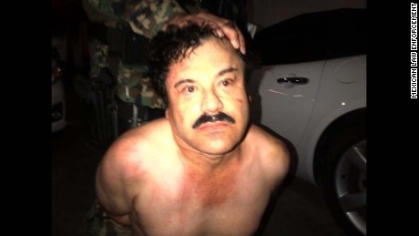 Photo: El Chapo under arrest
 In a joint Mexican and US operation, Joaquin 'El Chapo' Guzman, the head of Mexico's Sinaloa drug cartel, was captured Saturday at beach resort in Mazatlan, Mexico. Guzman is considered one of the most powerful drug traffickers in the world. Guzman faces multiple federal drug trafficking indictments in the U.S.,  and is on the Drug Enforcement Administration's most-wanted list. His drug empire stretches throughout North America and reaches as far away as Europe and Australia.
