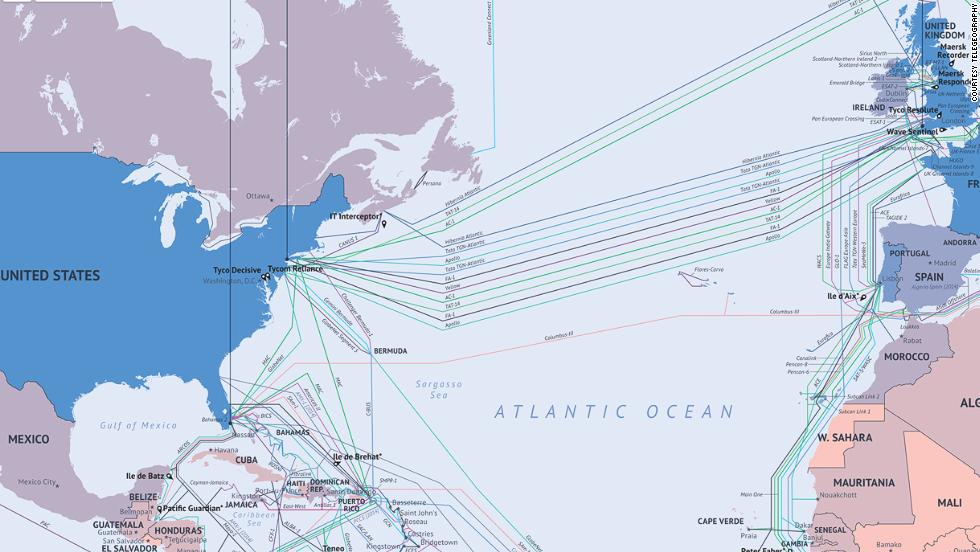 &lt;strong&gt;CNN: How close to capacity are the cables?&lt;/strong&gt;&lt;br /&gt;&lt;strong&gt;AM: &lt;/strong&gt;There is plenty of room to grow. There are about 13 cables in service across the Atlantic, and less than 20% of potential capacity is what we call &quot;lit&quot; or in service right now. There have been no new cables in the Atlantic since 2003, but the use is low because technology is advancing so that that potential capacity is increasing at the same time as use. Operators are constantly equipping the cables to carry more data. They can add more wavelengths which enhances the bit rates. There is no threat of exhaustion.