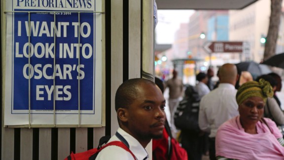 People at the court building wait for Pistorius' arrival on March 3.