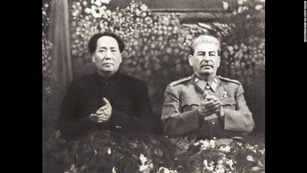 In June 1949, Chinese Communists declared victory over Chiang Kai-shek&#39;s Nationalist forces, who later fled to Taiwan. On October 1, Mao Zedong proclaimed the People&#39;s Republic of China. Two months later, Mao (left)  traveled to Moscow to meet with Josef Stalin (right) and negotiate the Sino-Soviet Treaty of Friendship, Alliance and Mutual Assistance.