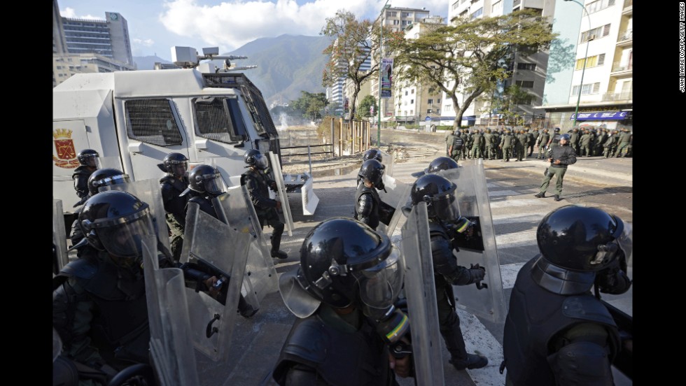 National Guard members are deployed in Caracas on March 4.